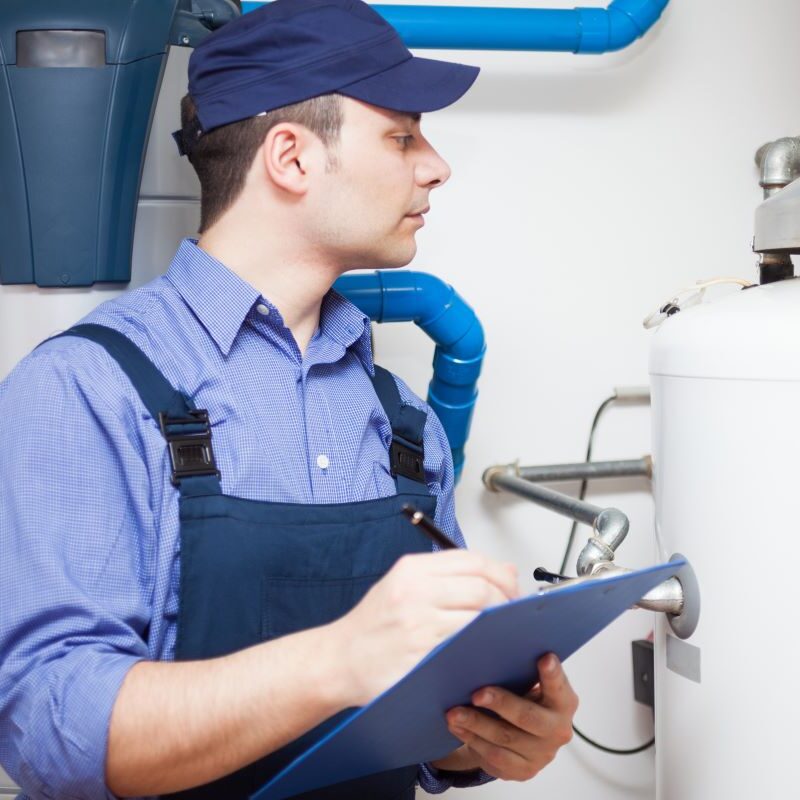Water heater technician performing maintenance in Sparks, Nevada